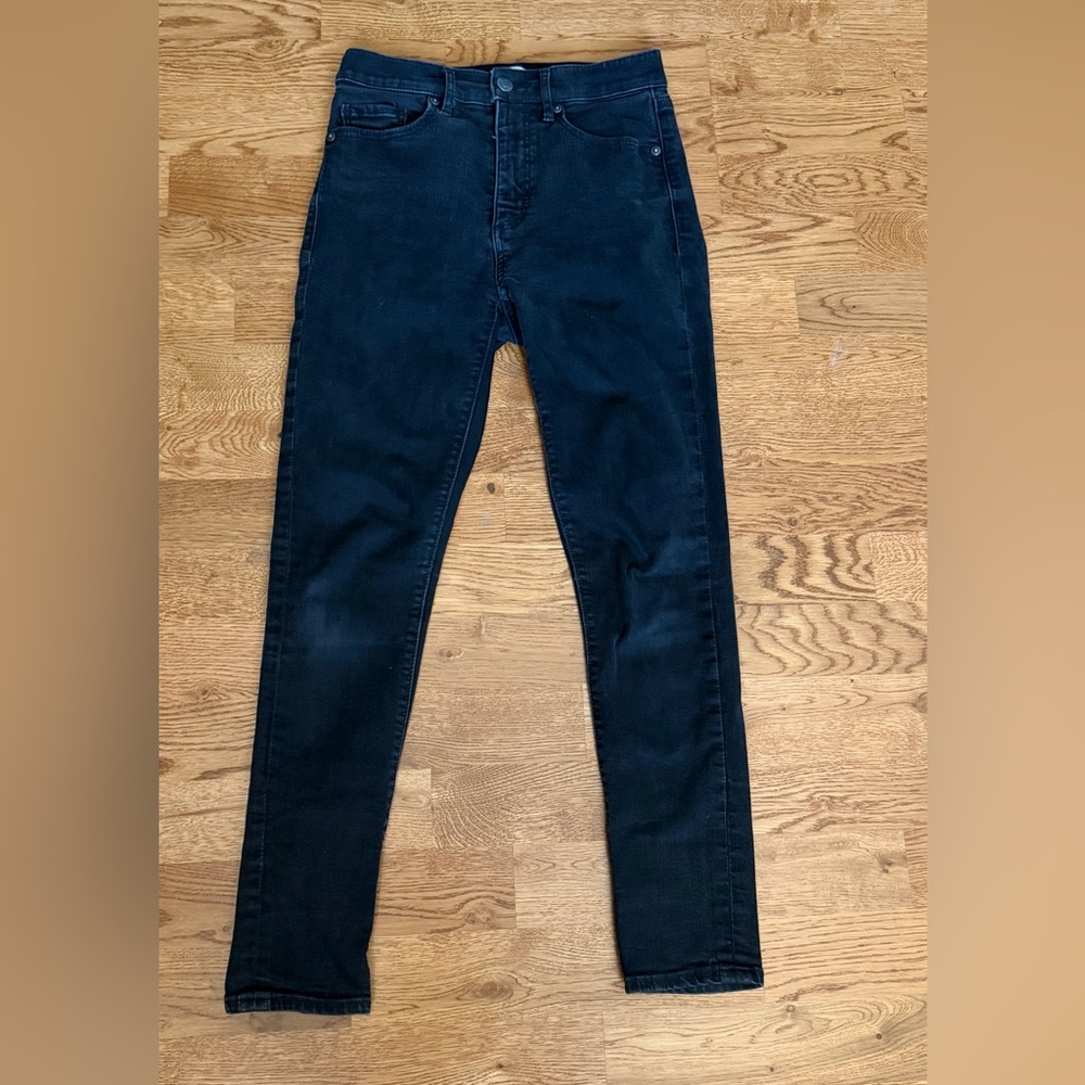LOFT High Rise Skinny Jeans in Black Size 25